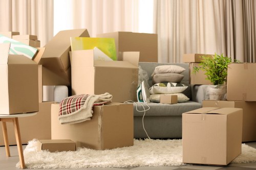 Roehampton moving truck loading household furniture and boxes