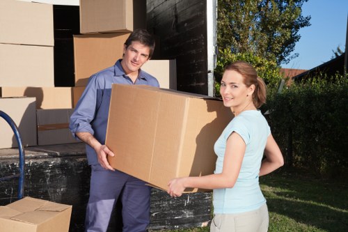 Moving day setup for student removals in Roehampton with boxes and van